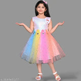 Pink net frock, embellished for cute elegant kids, ideal for parties
