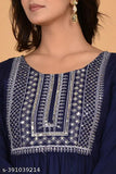 Stylish women's kurta in blue embroidered with gold