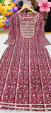 Maroon Chikankari Rayon Kurti with Gota Work, 3/4 Sleeves, Low Price Formal Wear
