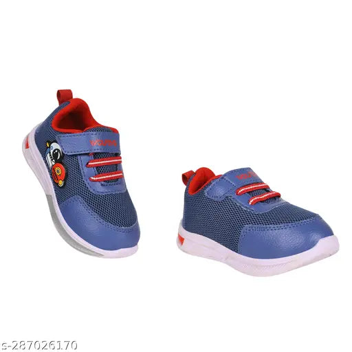 Wolfeye Sports Shoe, Blue with white sole, Velcro strap for easy fastening, Comfortable cushioned soles for kids running and walking