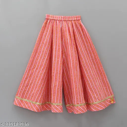 Printed rayon top and palazzo set for kids girls, sleeveless and above knee length, available in sizes 1-2 Years, 2-3 Years, 3-4 Years, 5-6 Years, 7-8 Years, 9-10 Years, suitable for day out or family get-togethers, made in India