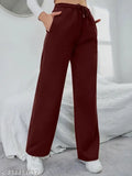 Dark brown cotton blend straight fit jogger, ideal for casual wear