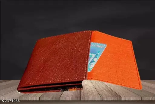 Textured faux leather wallet, stylish men's accessory with 5 compartments. Free size wallet from India