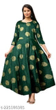 Green rayon three-quarter sleeve Boota Kurta with Zari woven pattern, traditional Indian ethnic wear for women on display