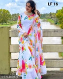 Indian women's rayon anarkali with dupatta set, printed floral pattern