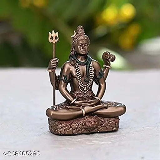 Bronze Lord Pawti Shiv Idol, 1.5"x1.5"x8", Indian god statue for car dashboard, temple, pooja room, office, living room, showpiece, desk organizer, gift