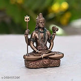 Bronze Lord Pawti Shiv Idol, 1.5"x1.5"x8", Indian god statue for car dashboard, temple, pooja room, office, living room, showpiece, desk organizer, gift