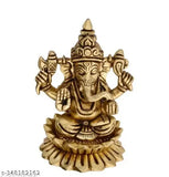Brass Ganesha statue, 350gm, intricate Indian decorative showpiece, 2.5" L x 3.5" H x 2.5" B