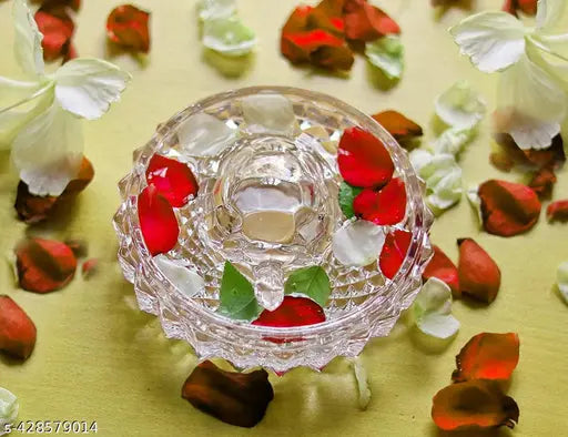 Clear crystal turtle showpiece, Indian-made, brings career luck & stability