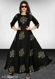 Rayon three-quarter sleeve printed women's gown, solid and good fabric, perfect size M-XXL, India-made fashion for ladies