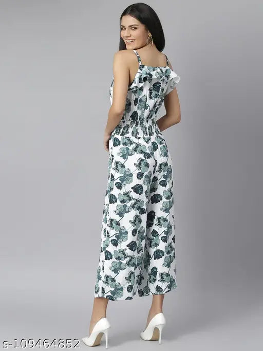 Polyester printed net sleeveless jumpsuit with shoulder straps, style for women, India origin