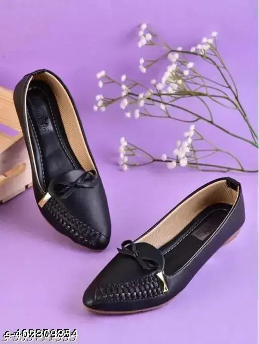 Modern PU slip-on ballerinas for women - solid design, available in sizes IND-4 to IND-8 (Made in India)