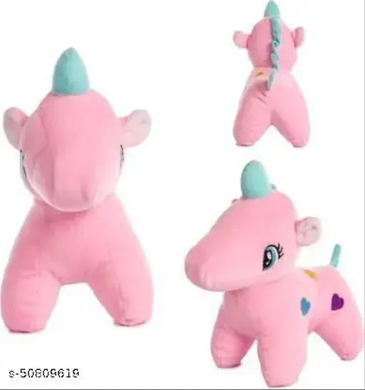 Pink fabric net stuffed toys combo: Bull Dog, Panda, Pink Unicorn, White Rabbit - Premium quality, durable and huggable for kids, great gift idea
