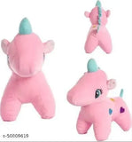 Pink fabric net stuffed toys combo: Bull Dog, Panda, Pink Unicorn, White Rabbit - Premium quality, durable and huggable for kids, great gift idea