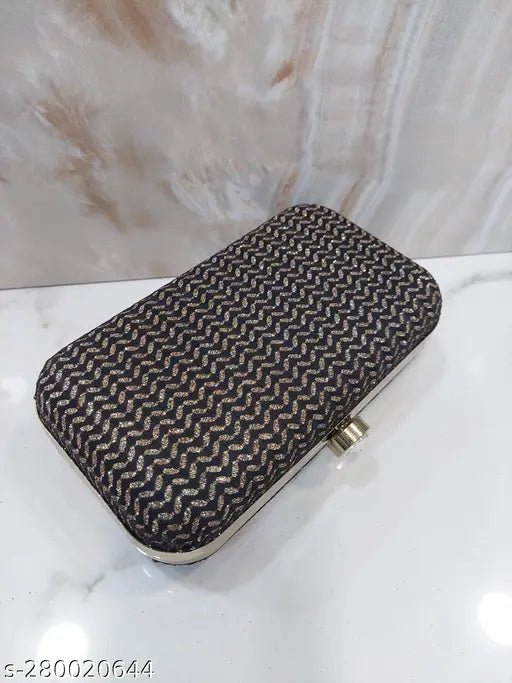 Gold and black patterned clutch purse