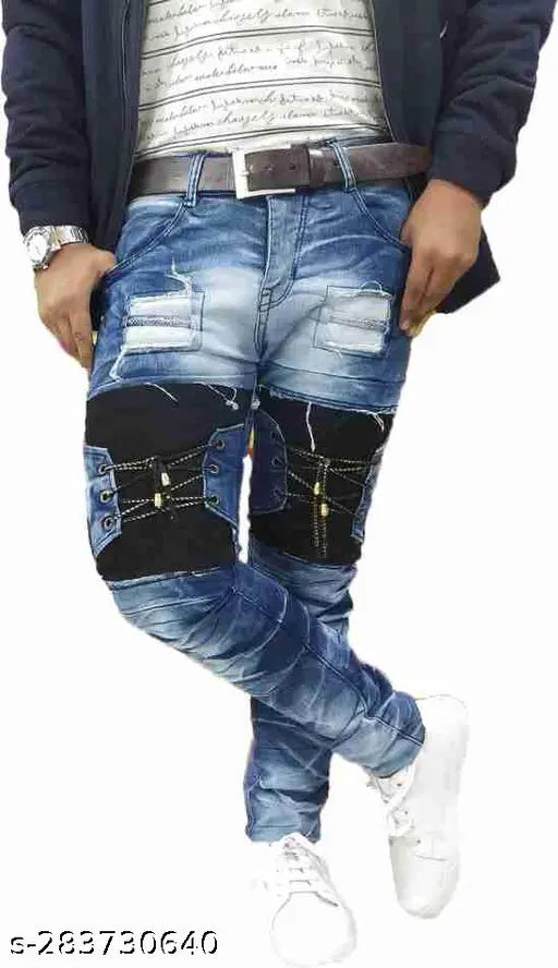 Cotton blend solid net funky outgoing jeans for active everyday life, comfortable pockets, casual wear, size 28/30 made in India