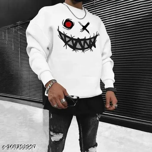 High5 classically printed white cotton long sleeve t-shirt, premium quality fabric, versatile wardrobe essential