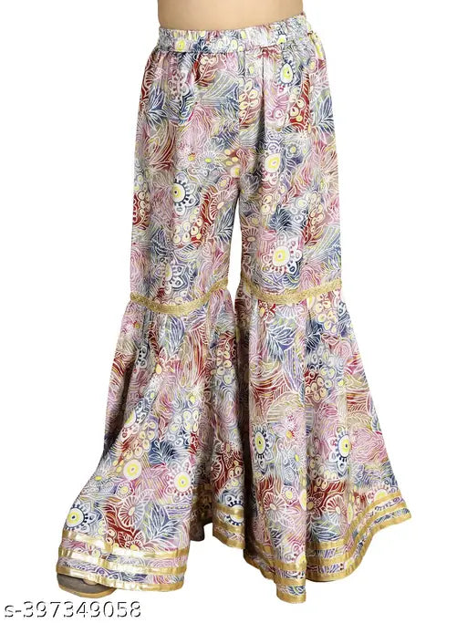 Limited Edition Kora Muslin Sharara Set for Girls - Traditional Ethnic Wear, vibrant colors, 3/4 sleeves, festive occasions, Indian heritage
