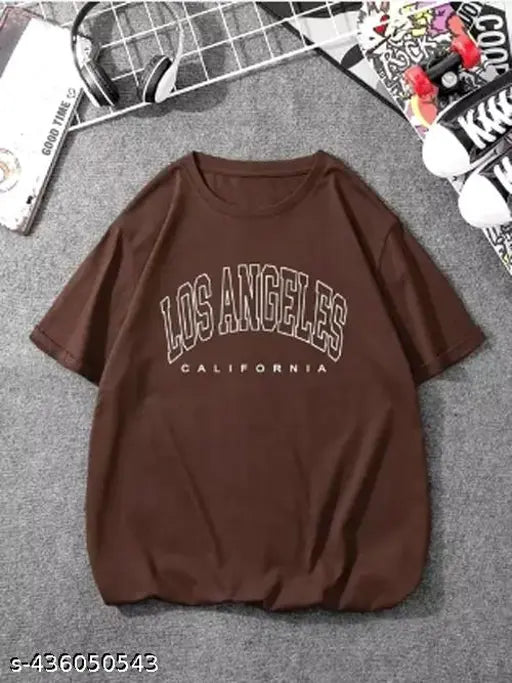 Women's oversized western wear coffee-printed t-shirt