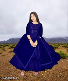 Vintage net gown set by B R Enterprise, featuring three-quarter sleeves in varying sizes: 5-6 years (26in/30in), 6-7 years (26in/30in), 7-8 years (31in/45in), 8-9 years (31in/45in), 9-10 years (31in/45in), 10-11 years (32in/46in), 11-12 years (32in/46in), 12-13 years (36in/50in), 13-14 years (36in/50in), and 14-15 years (36in/51in). Ideal for special occasions