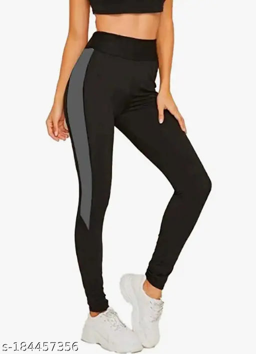 Stretchable striped Lycra jeggings for women, Earth Joy brand gym wear ankle length workout trousers (size 28-40in)