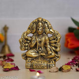 Gold-plated Panchmukhi Hanuman ji Idol, Decorative Showpiece - 14cm (Metal)