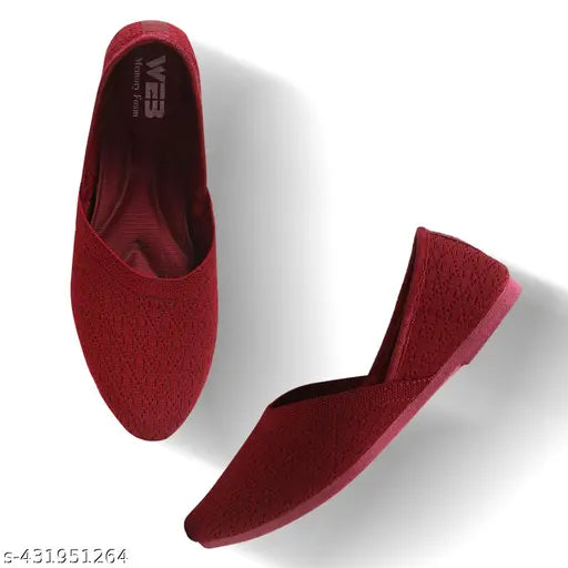 Red velvet suede bellies shoes for women