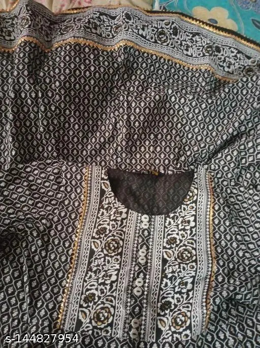 Traditional Rayon Anarkali Kurtis with three-quarter sleeves, printed combo for women, super hit black design from India