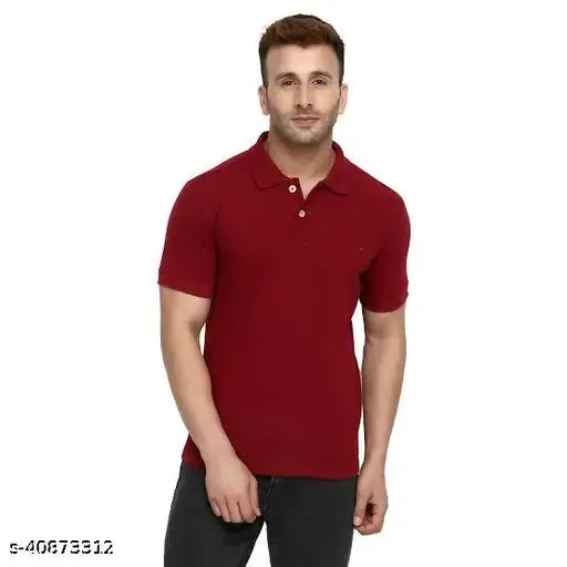 Pretty Elegant men's polycotton t-shirt, solid color, short sleeves. Size S (36in chest, 26.5in length), made in India