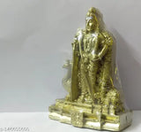 Murugan idol by Rishi crafts: Detailed poly resin figurine covered in gold color, perfect for living room decor or tabletop showpiece