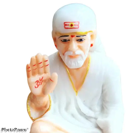 6-inch Marble-look Italian Resin Saibaba Idol, perfect for home and office decor