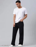Loose fit black cotton trousers men's slim fit