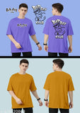 Mens oversized combo cotton t-shirts pack, half sleeve round neck print, baggy fit for men in M, L, XL colors - Indian brand casual wear