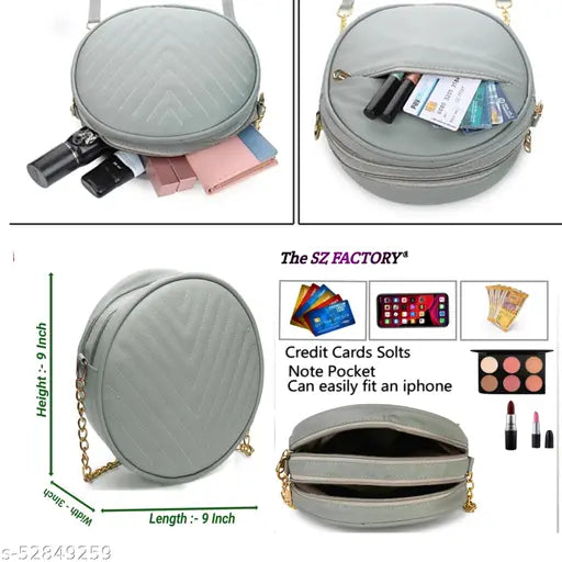Latest trendy round sling bag, women's fashion, PU leather