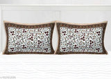 Tan Eleven pure cotton floral printed double king size bedsheet with 2 pillow covers, brown and 90x108 inches
