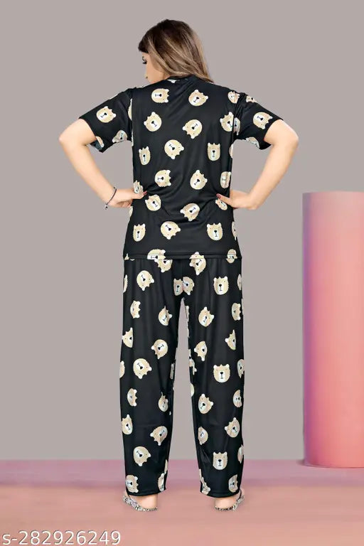 Printed polycotton night suit combo for women, set of 4 (S-XXL), Indian-made nightwear on hangar