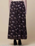 Long brown skirt with animal print, midi length