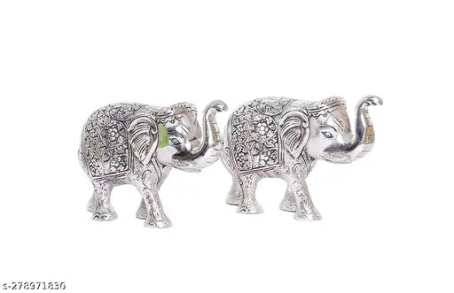 Metal elephant set of 2 medium, Indian home decoration for gifting and office use