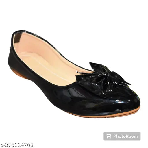 Synthetic leather slip-on black butterfly sandals for women - stylish footwear on display, India origin