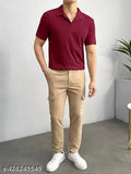Trendy men's solid Lycra polo neck T-shirt, short sleeves, regular fit, available in S, M, L, XL, XXL