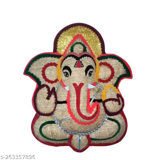 Handcrafted wooden Ganesh Idol (9 inch), Vetiver aroma, traditional Indian decorative art for home or office