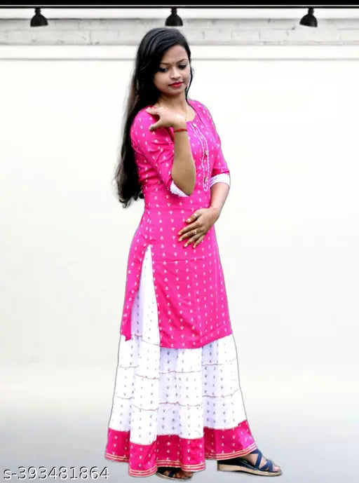 Unique cotton blend printed kurta set for kids aged 7-14 years, India origin