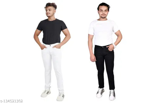 Attractive denim men's pack of 2 - solid denim, size options: 28", 30", 32" (India origin)