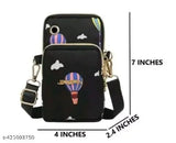 Black, blue and white sling bag with cartoon design