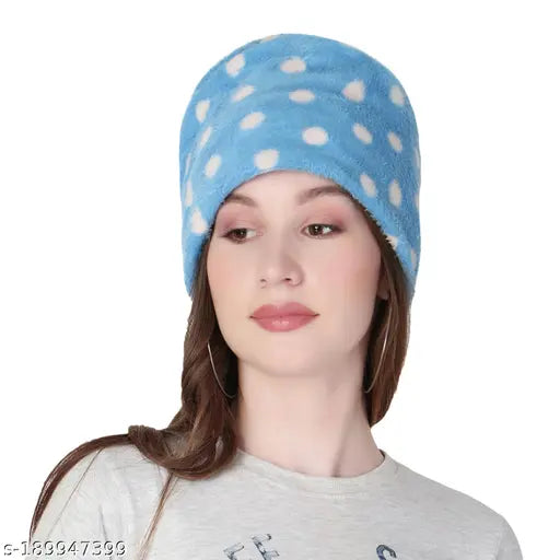 Woolen, blue, caps for women, free size, suitable for winter