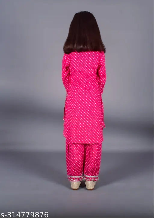 Nanci Girls Cotton Printed kurta and Pyjama Set - India-made, cotton dupatta-free printed kurta with side latkan pyjamas, suitable for all occasions like weddings, ceremonies, parties, birthdays, festivals. Perfect birthday gift for girls, sizes 1-2 Years to 13-14 Years