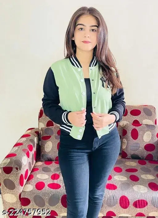 Pista Green Solid Long Sleeve Cotton Jacket, elevate your style with this trendy women's jacket featuring elastodiene fabric and ribbed cuffs & hem