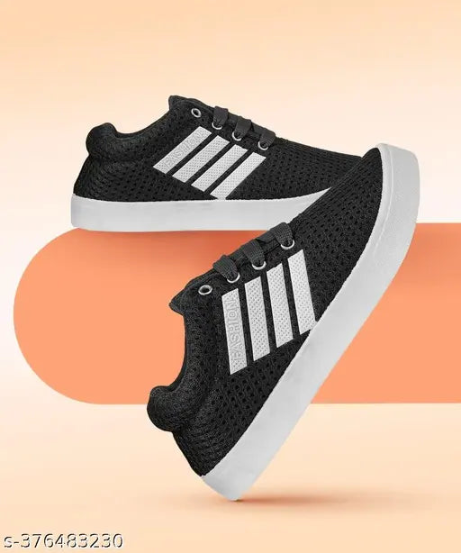 Black, synthetic, casual sneakers