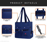 Women's fashionable blue shoulder bag with multiple compartments and side pocket, 15 liter capacity, suitable for casual travel or office use, party-ready style