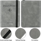 Black PU Leather RFID-Blocking Travel Document Holder - Includes 4 card slots, cash slot, passport slot, SIM card slot, and boarding passes slot. Durable, abrasion-resistant design with premium quality